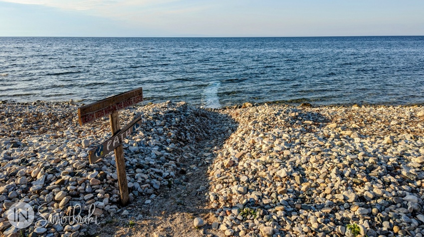 The beach is stony, like all beaches in the north of the island.