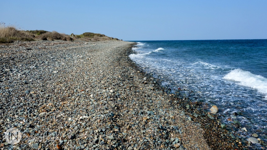 The pebbly beach in the Katsambas area