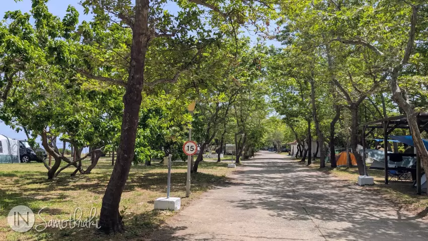 The campsite's main walkway