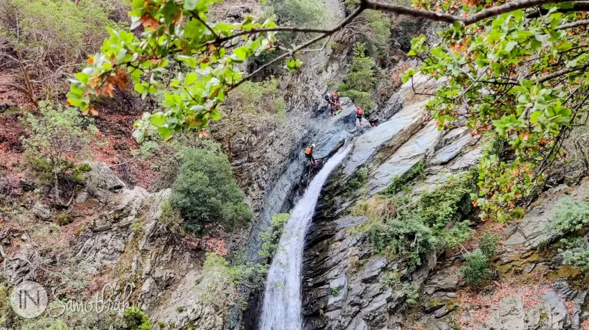 Canyoning often involves rappelling down waterfalls.
