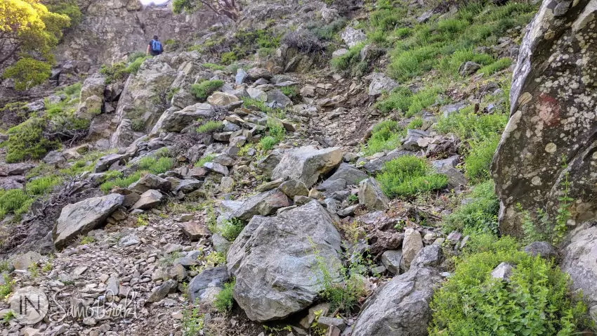 Further on, the path becomes a steep ascent.