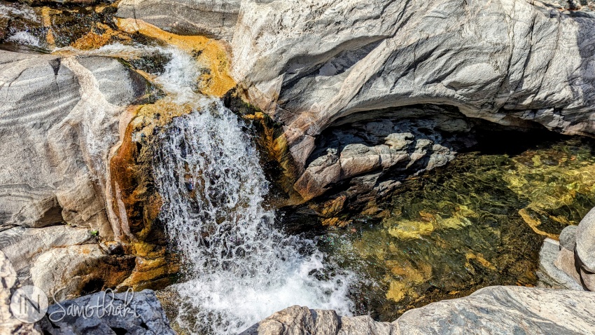 The water makes its way through stone.