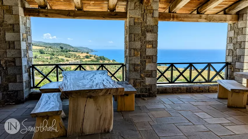 The tasting area, with a view towards the Sea of Thrace