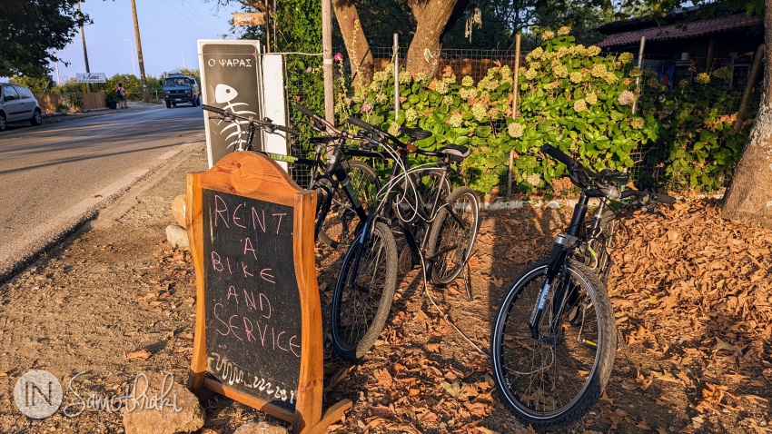Bicycles for rent at Taverna O Psaras