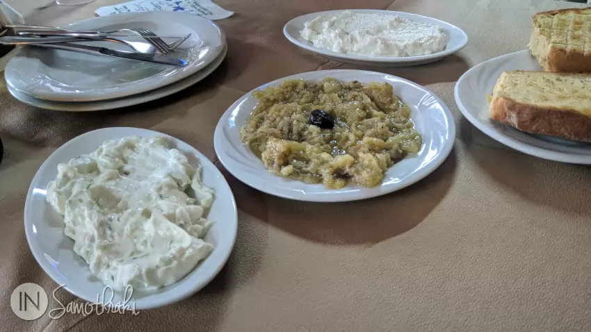 The perfect trio: tzatziki, eggplant spread and 