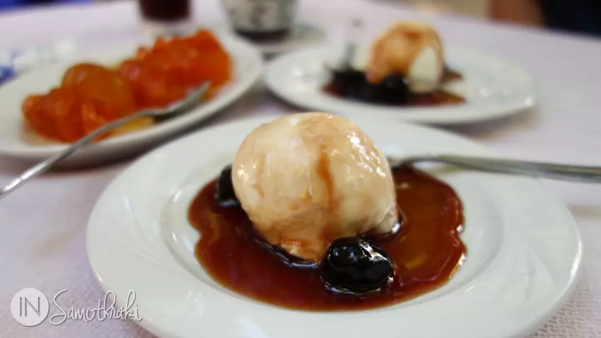 The desert is on the house: Greek yogurt and homemade jam.