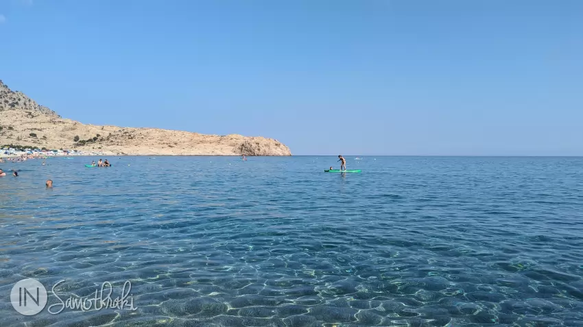The water is blue and clear.