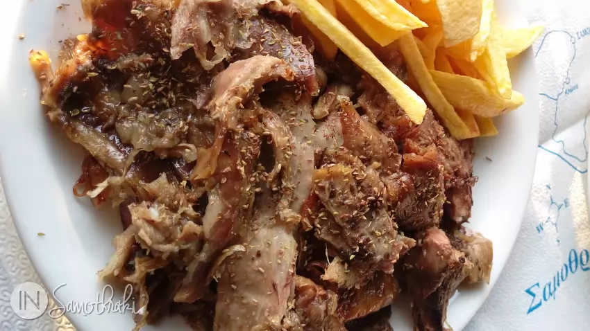 The delicious goat on the spit is a good enough reason for a visit to Profitis Ilias.
