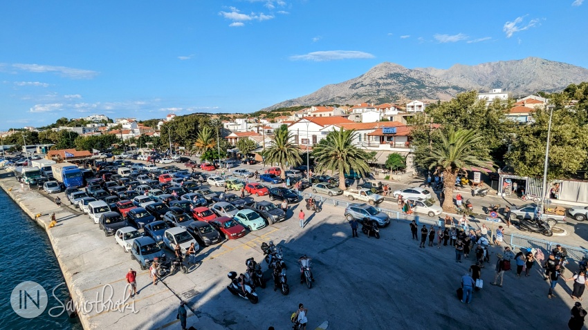 The queue for the ferry during the summer