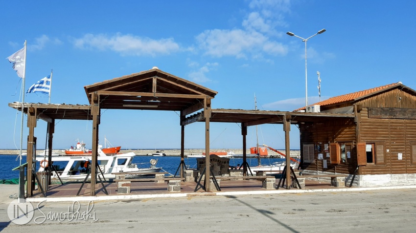 The wooden kiosk in Kamariotissa