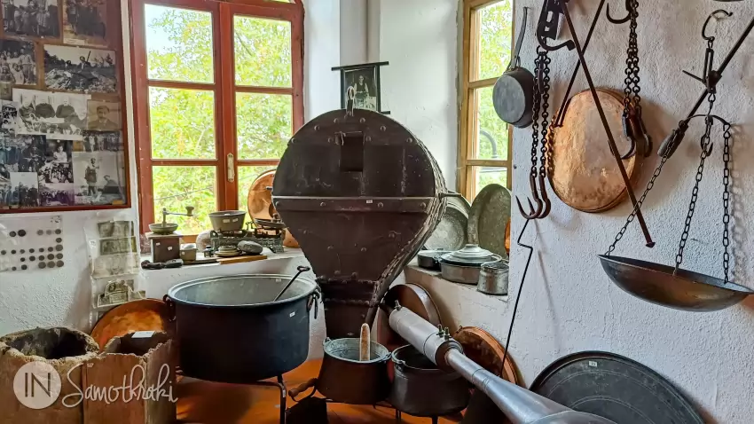 Bee hives, cauldrons, pans and blacksmith bellows