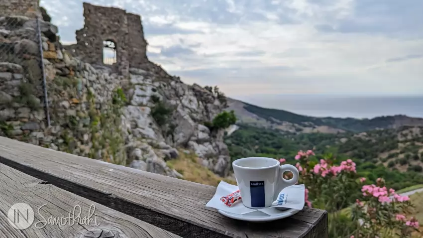 The view of the fortress from the Pyrgos Cafe