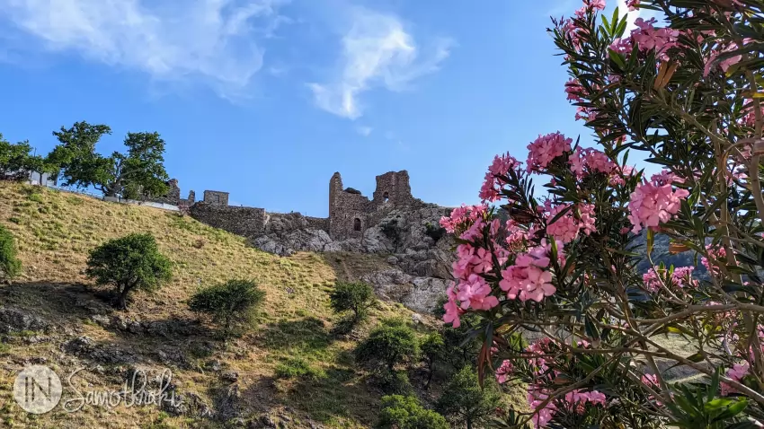 The fortress seen from the entrance road to Chora from Paleopoli