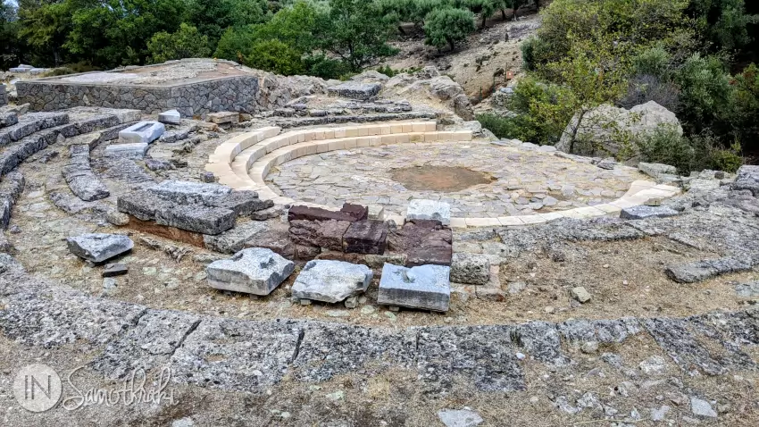 The Theatrical Circle. To the left, the foundation of the Monument of Philip III and Alexander IV can be seen.