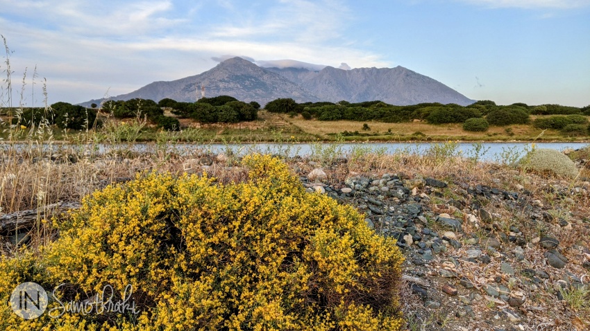 Mount Saos seen from the Agios Andreas Lagoon