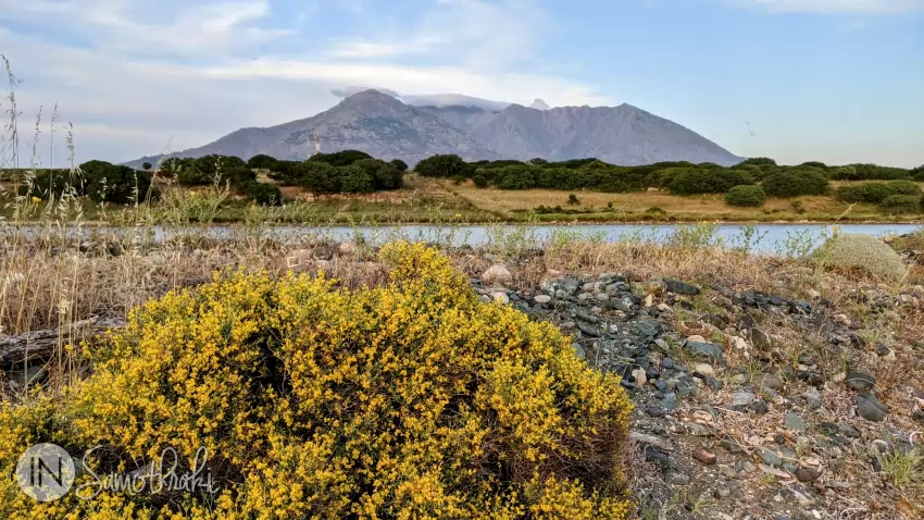 Mount Saos seen from the Agios Andreas Lagoon