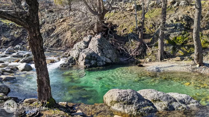 On sunny days, the water of the rivers is bright green.