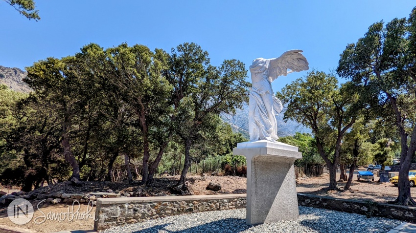 The copy of the Nike statue in front of the Archaeological Museum of Samothrace