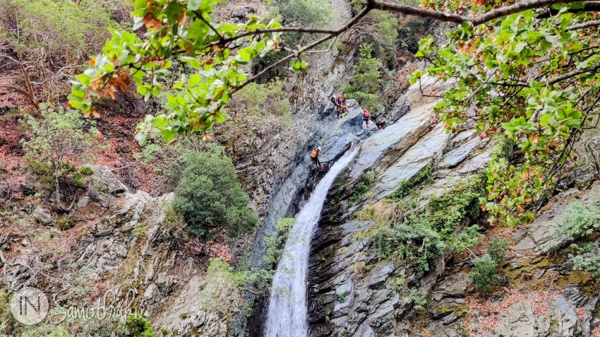 Canyoning also involves rappelling down waterfalls.