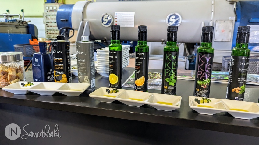 At Kyklopas you can take a tour of the factory and taste the oils.