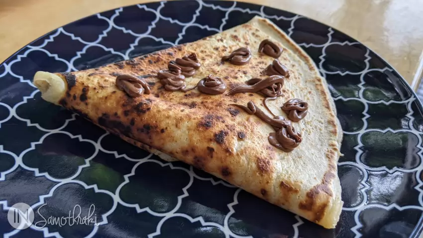 Chocolate pancake at Kentriko in Kamariotissa