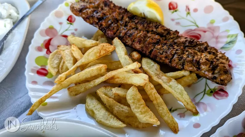 Traditional sausage from Evros at the Varades tavern